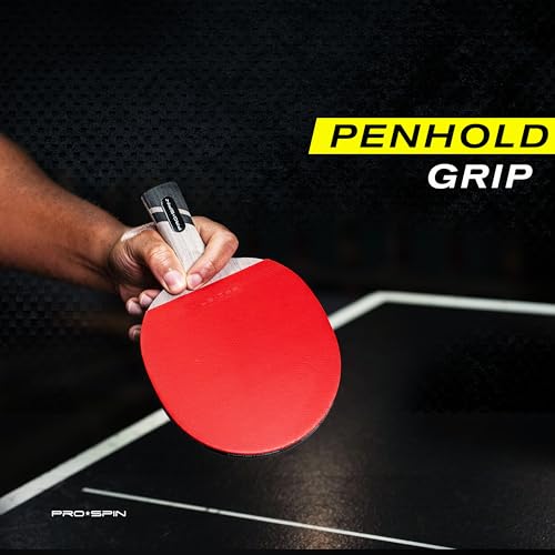 PRO-SPIN Carbon Ping Pong Paddles - Penhold Short Grip, Premium Table Tennis Rackets with Carbon Fiber | Professional-Level 7-Ply Blade, Premium Rubber, 2.0mm Sponge | Rubber Protector Case (2-Pack)