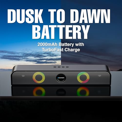 Image of Blaupunkt SBA10 Kolors (2025 Launch) 16W Bluetooth Soundbar |Dual Passive Radiators I Dual Ring Lights | Aero Edge Design | USB, AUX, BT, TWS | 8H Playtime | Portable Bluetooth Speaker (Black)