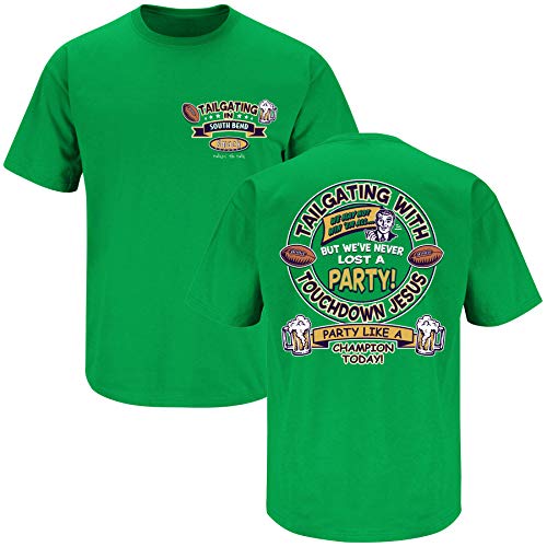 Notre Dame Football Fans. Tailgating in South Bend Green T Shirt (Sm-5X) (Short Sleeve, Large)
