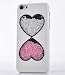 iPhone 4S Case, Colorful Deluxe Bling Moving Diamond Rhinestone Shell Durable Hard Crystal Back Case Cover (white -Hearts)