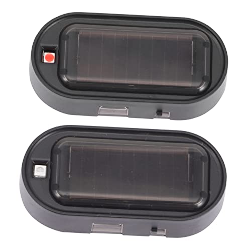 OSOLADY 2Pcs Solar Powered Car Security Light Simulation Theft Device with Sensor Colors for Vehicle Safety Energy Saving USB Rechargeable Warning Indicator