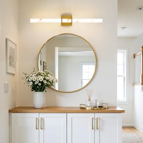 Linour Modern Bathroom Vanity Light 30 inch, 20W Dimmable 5CCT Led Bathroom Light Fixture Over Mirror, Gold Bar Vanity Light with Faux Marble Resin Shade for Bathroom Mirror Restroom — view 7