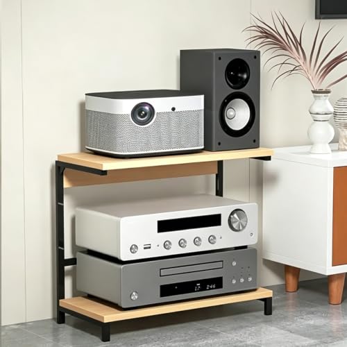 Soporte multimedia AV resistente para organizar tocadiscos y receptores estéreo 2