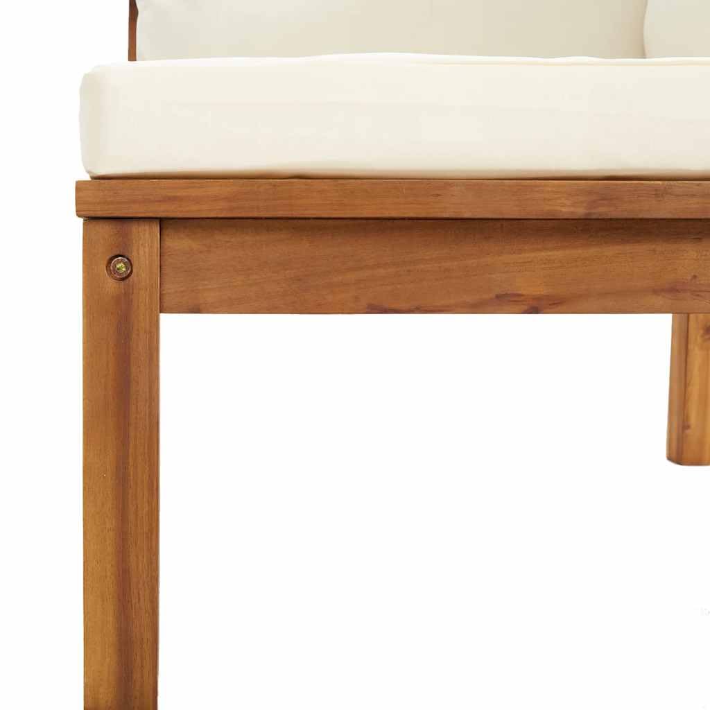 Sofa Terraza Exterior, Muebles Jardín Madera, Sofás Madera, Sofas Exteriores de Jardin, Sofá esquinero seccional cojín Blanco Crema Madera de Acacia