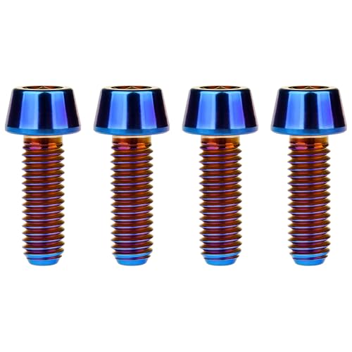 Image of Titanium Ti Bolt M5x9 16 18 20 25 30 35 40 45 50 55 60mm Tapered Head Screws Pack of 4 (M5x16mm, Burnt Blue)