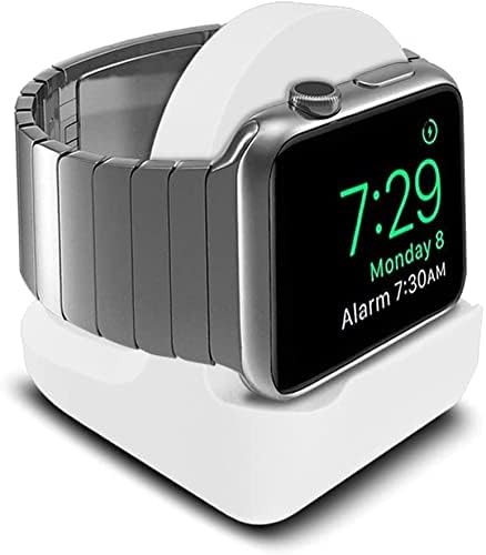 TUCANA Charger Stand Compatible with Apple Watch Charger Series 7/6/SE/5/445mm/44mm/41mm/40mm and Series 3/2/1 (42mm/38mm), Nightstand Mode, Durable Silicone with Non-Slip Stable Base (White)