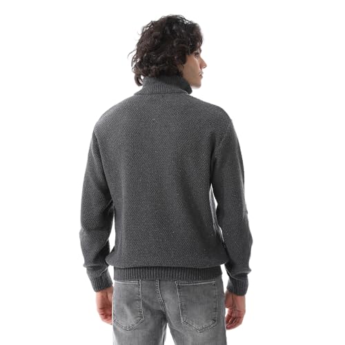 اندورا سويتر تريكو بنصف سوستة واكمام طويلة - رمادي غامق_XL، للرجال