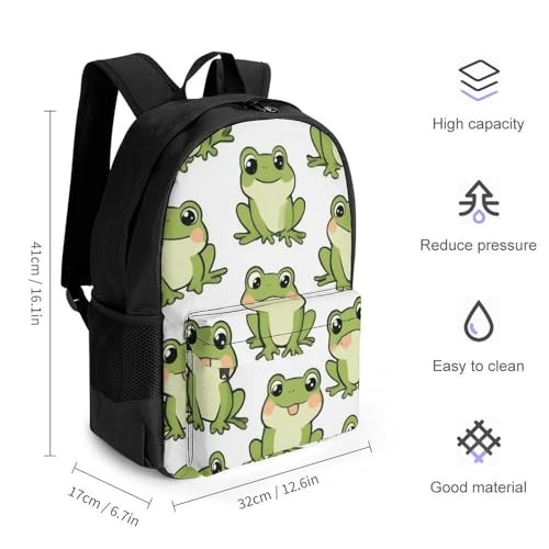 Supdreamc Cute Frog Daypack Backpack Polyester Anti-Theft Multipurpose Bookbag Big Capacity Travel Hiking & Camping Rucksack With Smooth Zippers2