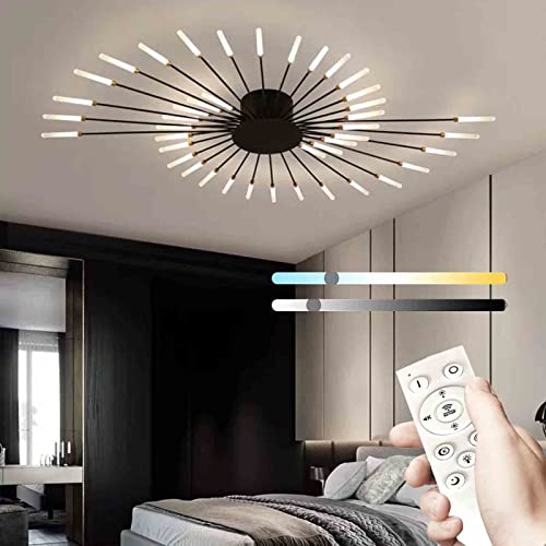 Lustre , Lustre, luminaires LED for plafonds de salon à intensité variable, plafonnier encastré 3000K-6000K, design feu d'artifice, plafonnier LED,...
