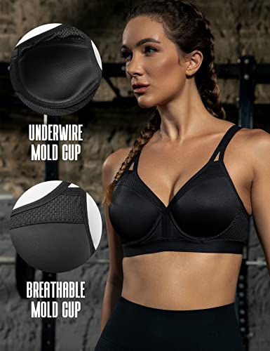 ZeroBound Women's Sports Bra High Impact Lightly Lined Underwire V Neck Full Figure Running Workout Bras3