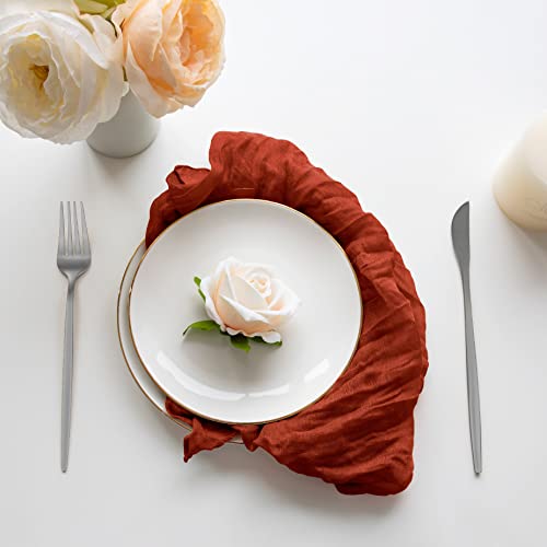 6 Pack Cheesecloth Napkins With Wrinkle 20×20 Inches Terracotta Gauze Table Napkins For Dinner Wedding Party Thanksgiving Home Decor #TOP5