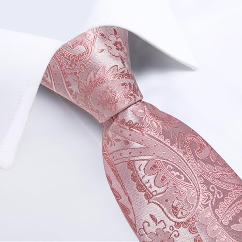 Image of DiBanGu Mens Paisley Tie Set Silk Woven Jacquard Necktie and Pocket Square Cufflinks Gift Set for Wedding Bussiness