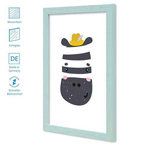 PHOTOLINI 3er Set Bilderrahmen Grün Blau Grau 13x18 cm Massivholz mit Acrylglasscheibe/Fotorahmen/Wechselrahmen – Bild 4