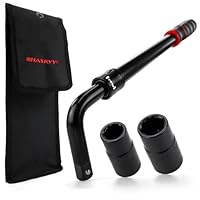 HASKYY Teleskop Radmutternschlüssel Set 355-530mm Verlängerbar 1/2 Zoll Antrieb 17/19mm & 21/23mm Steckschlüssel, Radschlüssel Reifenwerkzeug inkl. Aufbewahrungstasche Drehmoment 665Nm