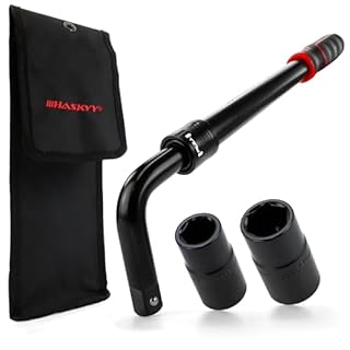 HASKYY Set di chiavi telescopiche per dadi delle ruote 355-530mm Estensibile 1/2 Pollici Attacco 17/19mm & 21/23mm, Chiave per pneumatici, Utensile per pneumatici con sacchetto di conservazione