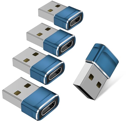 USB to USB C Adapter 5 Pack, USB C Female to USB Male Car Charger Adapter for iPhone 16 15 Pro Max Plus,Charging and Data Transf