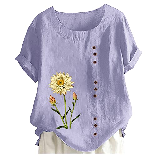 Blusa feminina casual com estampa de primavera, gola redonda, manga raglã, bainha com fenda, manga c