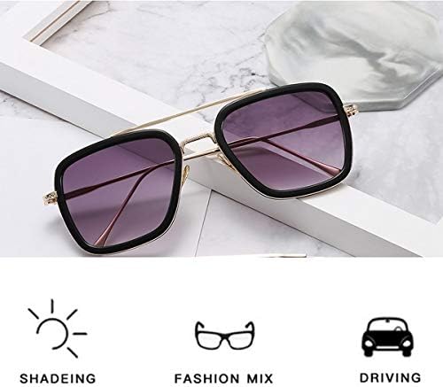 Retro Vintage Sunglasses for Iron Man Sunglasses Tony Stark Glasses Square Metal Frame for Men Women Goggle Classic Alloy Frame