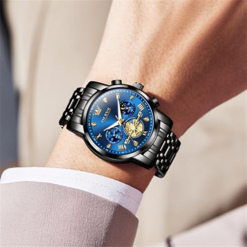 Image of OLEVS Watches for Men Luxury Dress Stainless Steel Waterproof Chronograph