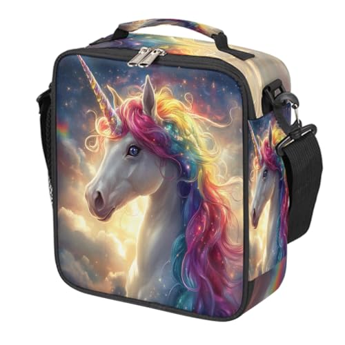Pardick Unicorn Galaxy Cute Kids Lunch Box for Girls Boys Reusable Insulated Lunch Bag for Kids Toddler Thermal Cooler Spacious Lunchbox with Shoulder Strap Lunchbag for School Work Picnic