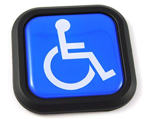 Emblema para coche negro con símbolo de discapacitados cuadrado de 5 cm