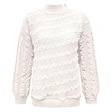 Suéter de moda para mujer 2025, suéter casual para mujer, cuello alto, manga de punto, suéter 2023 para hombre, casual, blanco, M