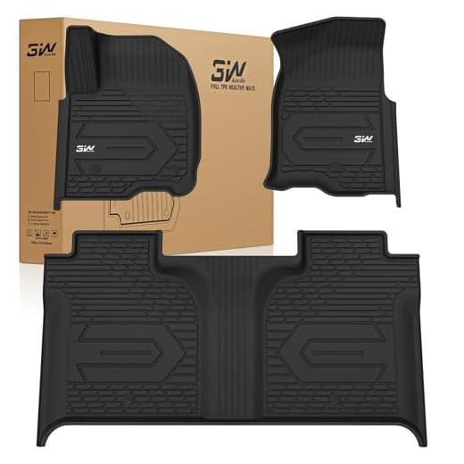 3W Floor Mats Fit for 2019-2024 Chevy Silverado/GMC Sierra Denali 1500 & 2020-2024 GMC Sierra 2500HD/3500HD Crew Cab TPE All Weather Floor Liner Car Mats, Fit For 2nd Row with Factory Carpeted Storage