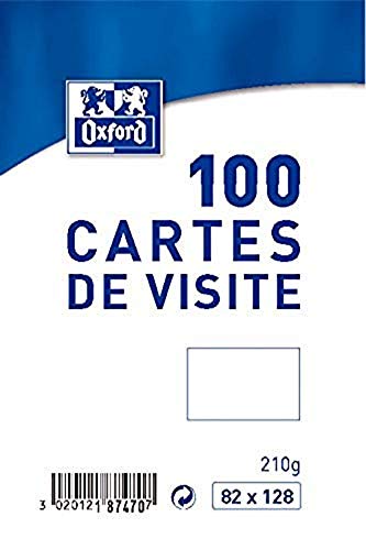 Oxford Correspondance 100101395 Cartes de visite 8,2 x 12,8 cm Blanc