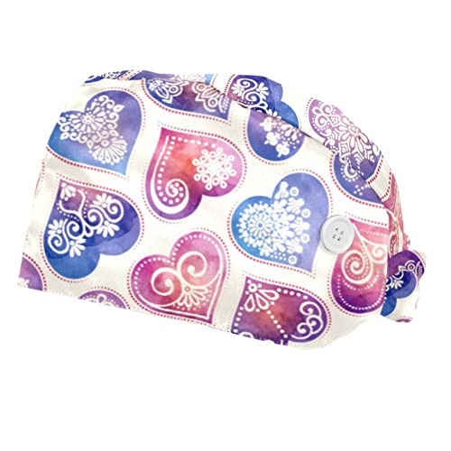 Chapeaux bouffants JDEZ (lot de 2) avec motifs de coeur et casquettes de travail ajustables