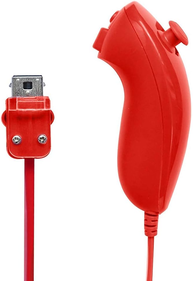 Gesture Controller and Nunchuck Joystick with Silicone Case Compatible for Wii Wii U Gamepad Console (Red and Purple)