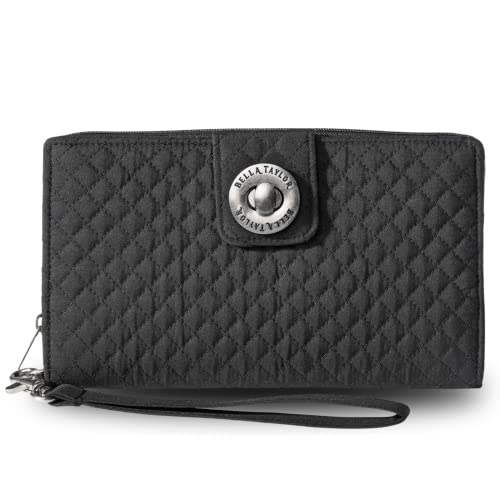 Bella Taylor Cash System Wallet for Envelope Budgeting - RFID Protected - Cash Stuffing Wallet with Detachable Wristlet - Vintage Black