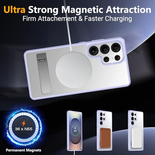 Image of SPIDERCASE Magnetic for Samsung Galaxy S25 Ultra Case, [3 Stand Ways][ Military Grade Drop Protection] with Invisible Stand Shockproof Slim Phone Case for S25 Ultra,Light Purple