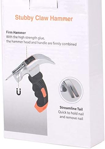 Miniatura 8 de FLZOSPER Martillo de garra rechoncho de 8 onzas con arrancador de uñas magnético, cabeza de acero pulido resistente, mango de agarre de goma Ergo,