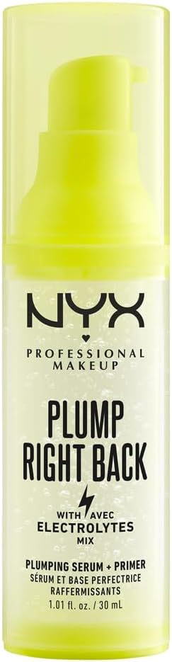 NYX Professional Makeup – Base fixatrice de maquillage 2 en 1 – Électrolytes et vitamines – Repulpe et hydrate – Formule végétalienne – Plump Right Back – 30 ml
