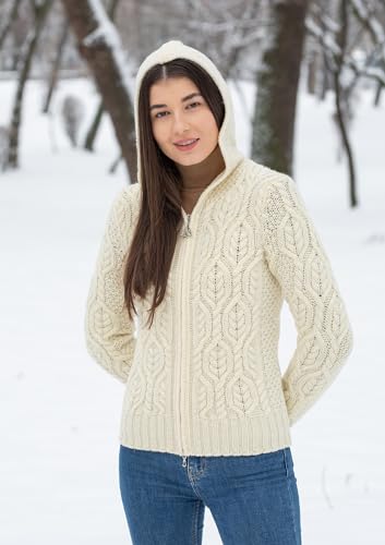 SAOL Women’s Hooded Zip Cardigan – Pure Merino Wool Irish Sweater – Warm & Breathable Outer Layer3