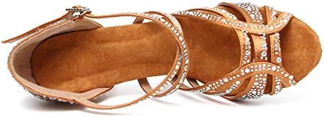 HROYL Women Rhinestone Ballroom Dance Shoes Latin Salsa Practice Performance Dance Shoes YCL356-7.5 Brown, 8 B(M) US | Image 7