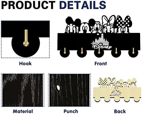 KingLive Mickey Disney Key Holder for Wall Decoration Hooks Household Door Decor Wall Coat Bags Clothes Key Holder, Wooden, Disney Decorative Gifts