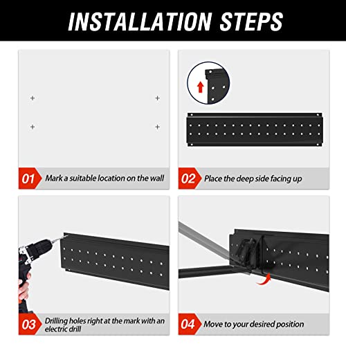 Stormann Tool Storage Rack Wall Mount Garage Tool Organizer Heavy Duty 16 Hooks Max Load To 600Lbs For Power Tools, Shovels, Rakes, Brooms, Weeder, Leaf Blower ,And More #TOP5