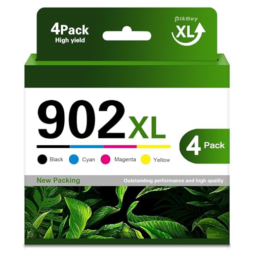 PikBey 902XL Ink Cartridges Combo Pack 4-Pack (Black/Cyan/Magenta/Yellow) Replacement for HP 902XL 902 OfficeJet Pro 6960 6968 6970 6971 6976 Printers