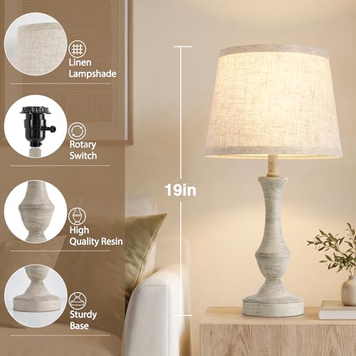 Image of Luvkczc Table Lamp Set of 2, 19 inch Cottage Core Resin Bedside Lamps