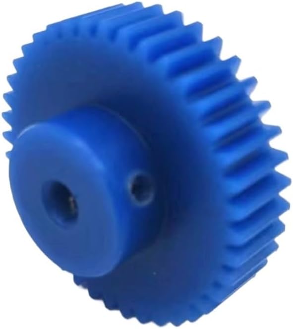 Plastic Motor Gear,1Pcs 12mm Bore Spur 1 Module Blue Nylon Cylindrical with Step 10mm Teeth Thickness Pinion Straight Spindle(60T)
