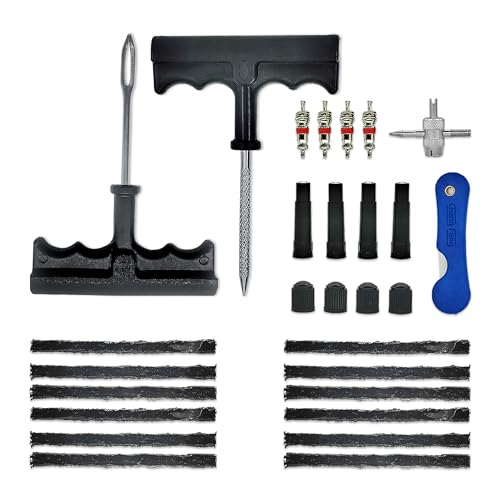ZERINT TT M29 Kit de Reparación de Neumáticos Sin Cámara de 29 Piezas,Kit de Reparación de Pinchazos de Emergencia Para UTV, ATV, Camión, Automóvil, Motocicleta y Bicicleta