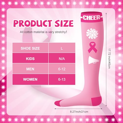 Image of Cheerleader Breast Cancer Awareness Cheer Cheering Pink Ribbon Cheerleading Socks Cheer Team Gift for Women
