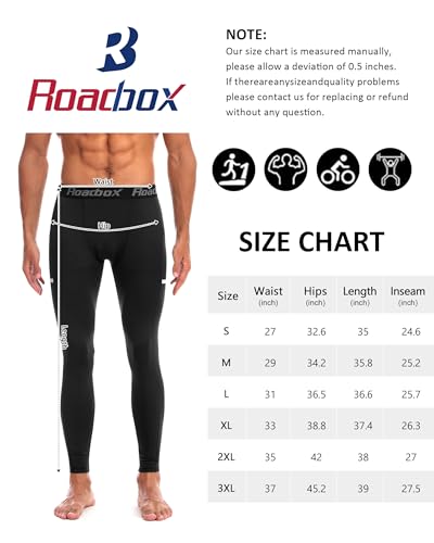 Roadbox 4US0101153-02-BLACK:M Compression Pants For Men Cooling Dry Base Layer Bottoms Sports Cycling Tights Leggings thumb #6