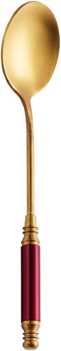 Spoons,soup spoons,Spoons for Cooking Kitchen Dessert Spoon Stainless Steel Coffee Spoon Short Handle Golden Spoon Stirring Spoon Delicate Ice Cream Spoon Dinner Spoon Teaspoons(Pink,Spoon)