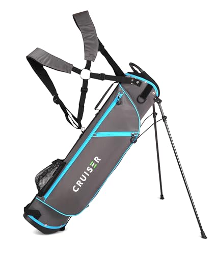 Cruiser Golf CR-Lite 7" Golf Stand Bag | Lightweight, Slim Standbag with Padded Double Shoulder Straps | 4-Way Divider | 3 Pockets, Grab Handle, Rain Hood