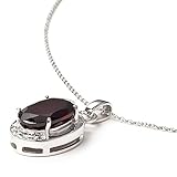 Silvancé - Damen Collier - 925 Silber, rhodiniert - echter Edelstein: Granat - Länge: 45cm - P462G