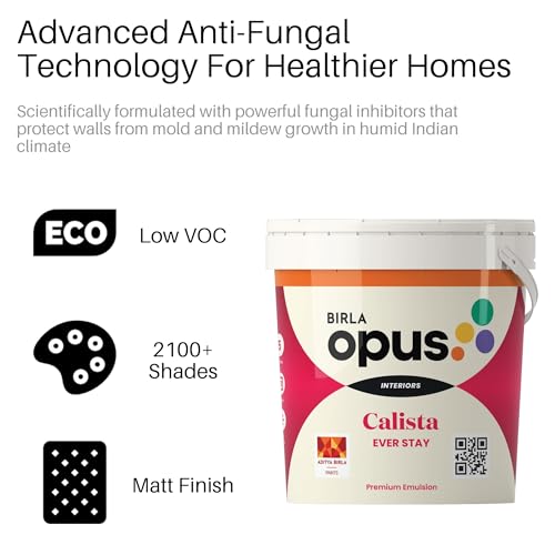 Image of Birla Opus Calista Ever Stay Premium Interior Emulsion Paint (20L, White Colour, Matt Finish)-Excellent Peel Protection, Superior Whiteness Paint-For Home, Office, Living Room, Bedroom