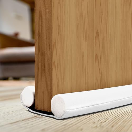 Draft Excluder for Doors 86cm / 34 inch - 1 Pack Under Door Draught Excluder, Double Sided Door Draft Stopper- Energy Saving & Sound Proofing (White)