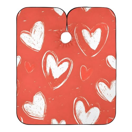 BOESI Scribble Love Pattern Barber Shawl, Waterproof Haircut Shawl, Haircut Salon Apron, Shaving Bib, 55 x 65 inches